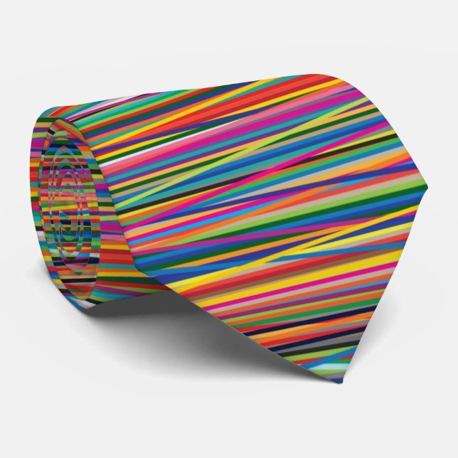 Corbata Diseño de rayas abstractas coloridas (Enrollado)