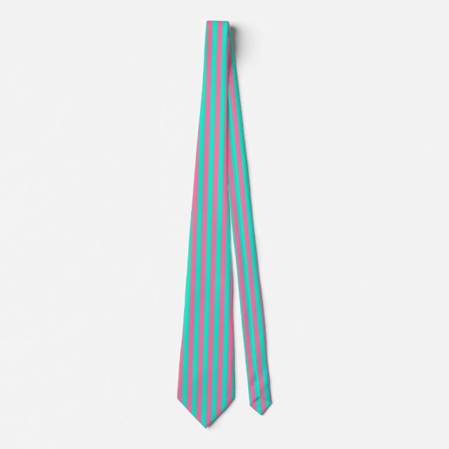 Corbata Diseño de rayas verde menta rosa (Anverso)