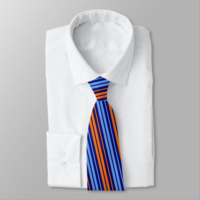Corbata Diseño de rayas verticales naranja cian de la Mari (Atado)