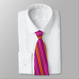 Corbata Diseño de rayas verticales rosa púrpura naranja  