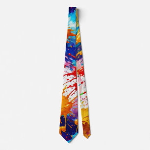 Corbata Diseño de salpicaduras de pintura húmeda colorida
