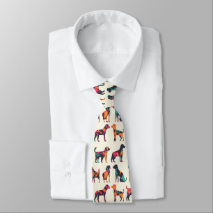 Corbata Diseño de siluetas de perro geométricas