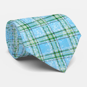 Corbata Diseño de Tartán de Cuadro de Nieve de Invierno 