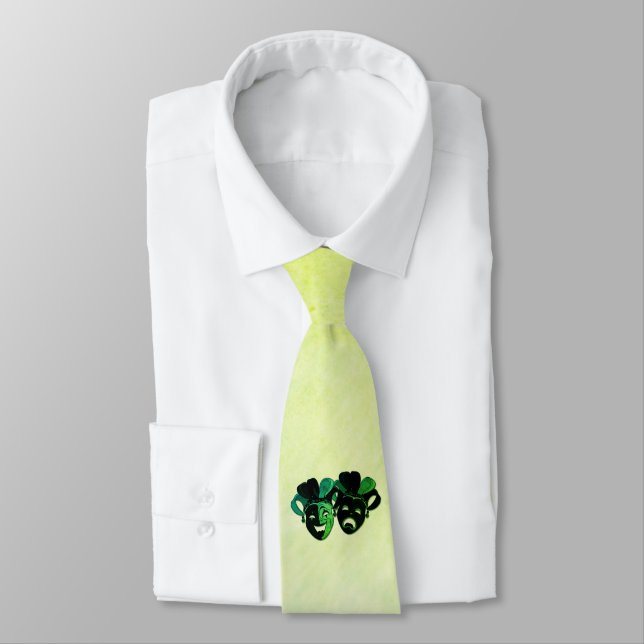 Corbata Diseño de teatro de comedia y tragedia verde (Atado)