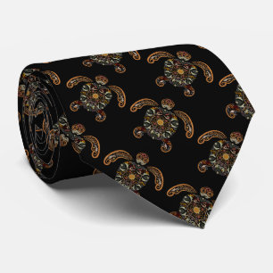 Corbata Diseño de tortuga vintage colorido