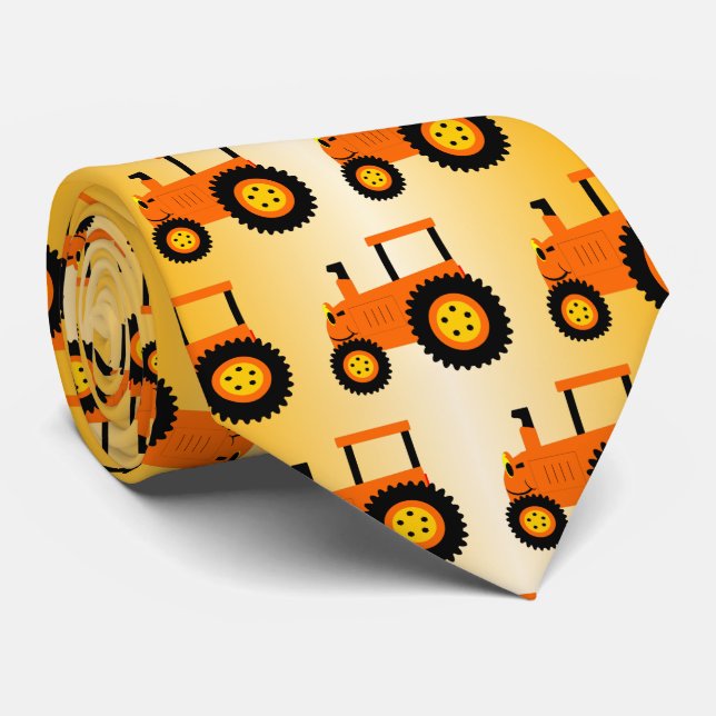 Corbata Diseño de Tractor Naranja (Enrollado)