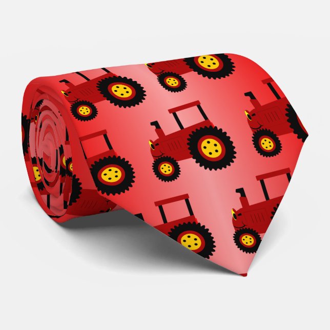 Corbata Diseño de Tractor Rojo (Enrollado)