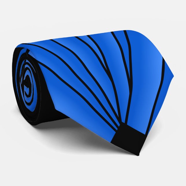 Corbata Diseño de ventilador Art Deco Azul profundo (Enrollado)