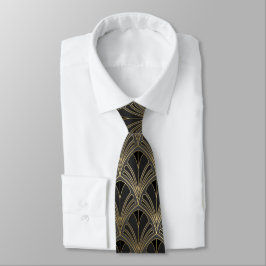Corbata Diseño de ventilador de oro negro Art Deco