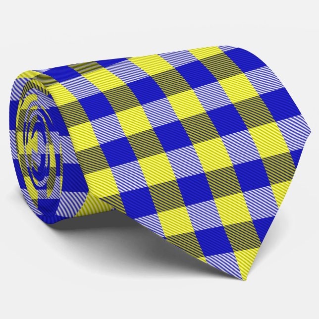 Corbata Diseño del cheque de Gingham amarillo azul (Subido por el creador)