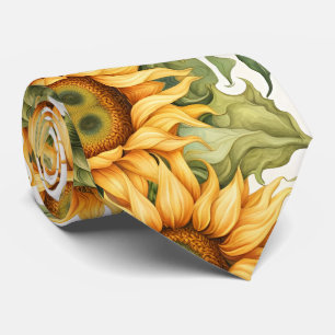 Corbata Diseño del patrón de arte de los girasoles