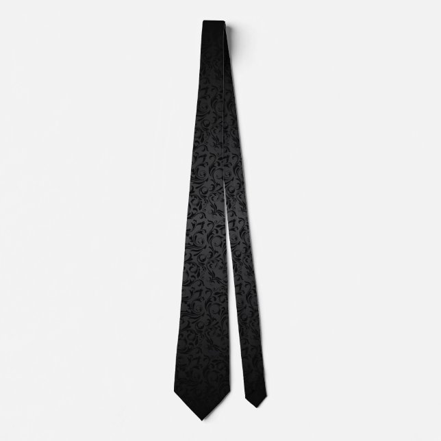 Corbata Diseño del patrón de damasco negro (Anverso)