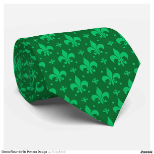 Corbata Diseño del patrón de flor verde de lis