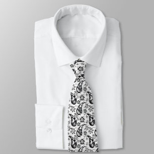 Corbata Diseño del patrón Paisley floral blanca