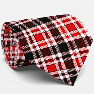 Corbata Diseño del patrón Tartán de Flannel Blanco Rojo