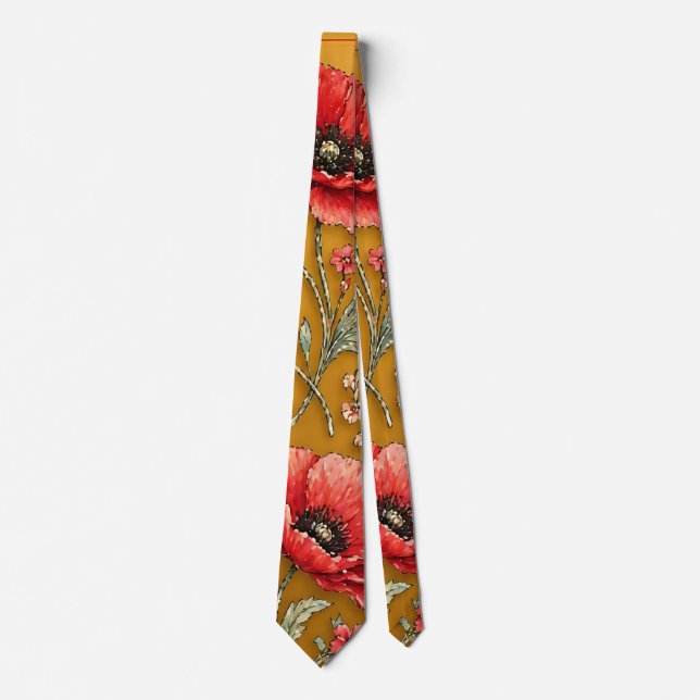 Corbata Diseño dorado de amapola fleur (Anverso)