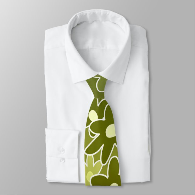 Corbata Diseño exclusivo de estilo floral verde (Atado)