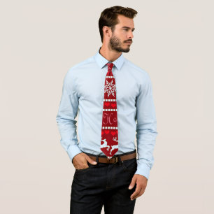 Corbata Diseño Festivo de Copo de Nieve y Reno