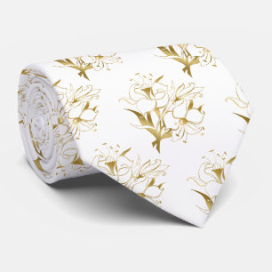 Corbata Diseño floral de boda dorado. Ilustración de flore
