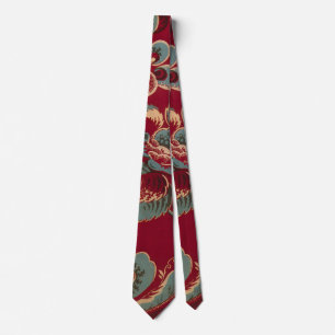 Corbata Diseño floral retro rojo y azul