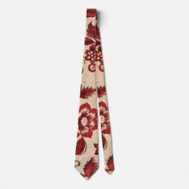 Corbata Diseño floral retro rojo y blanco