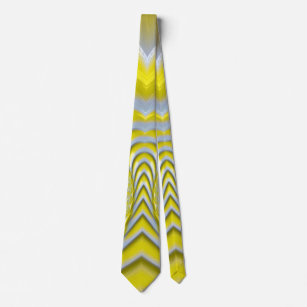Corbata Diseño fractal original amarillo, gris y blanco