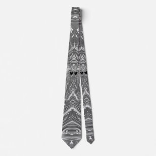 Corbata Diseño fractal original gris y negro plateado