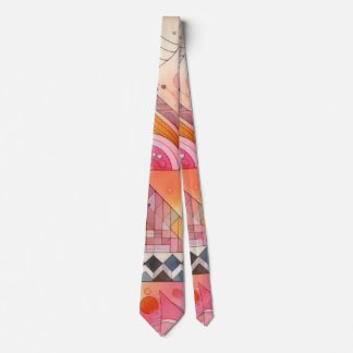 Corbata Diseño geométrico abstracto de color rosa
