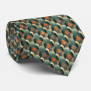 Corbata Diseño geométrico Art Déco azul verdoso y carbón t
