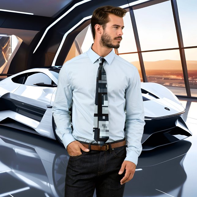 Corbata Diseño gráfico industrial Dusty Blue Black Tie (An industrial graphic design tie in dusty blue and black colors.)