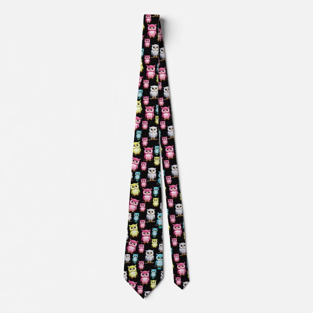 Corbata Diseño lindo de aves de búho  (Anverso)