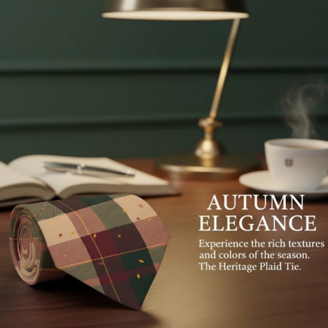 Corbata Diseño moderno de cuadros de otoño con hojas que c (Subido por el creador)