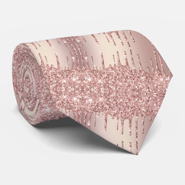 Corbata Diseño moderno Rosa de puntas de Purpurina Rubor (Enrollado)