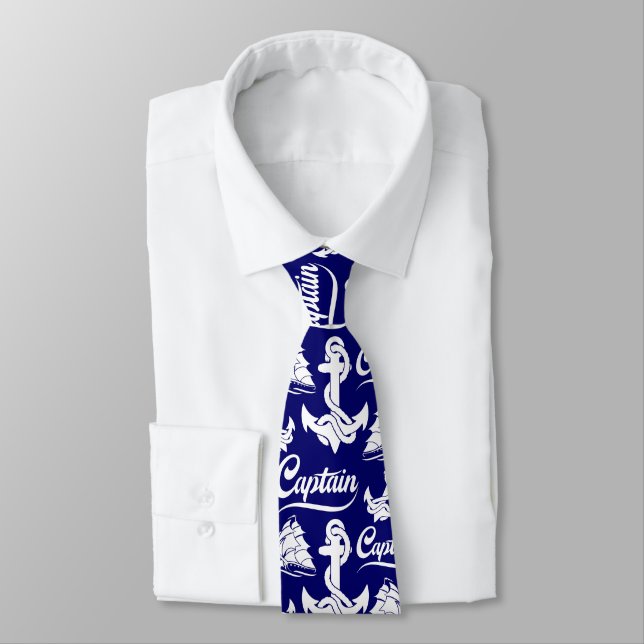 Corbata Diseño Náutico Ancla Barco de Vela Capitán (Atado)