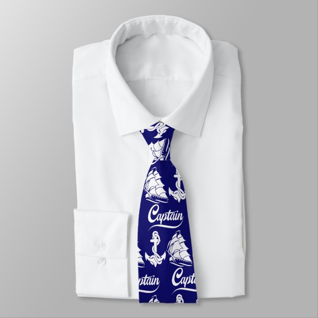 Corbata Diseño Náutico Ancla Barco de Vela Capitán (Atado)