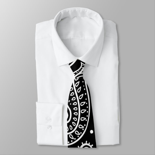 Corbata Diseño paisajista blanco y negro (Atado)
