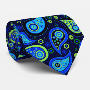 Corbata Diseño paisajístico azul verde elegante