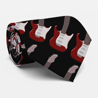 Corbata Diseño rojo de la guitarra eléctrica