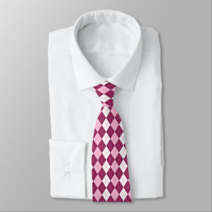 Corbata Diseño simétrico argyle rosa y blanco
