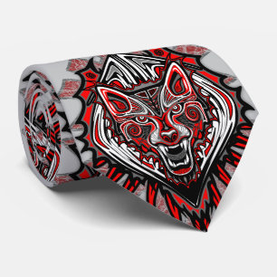 Corbata Diseño Totémico Tribal Haida de Lobo