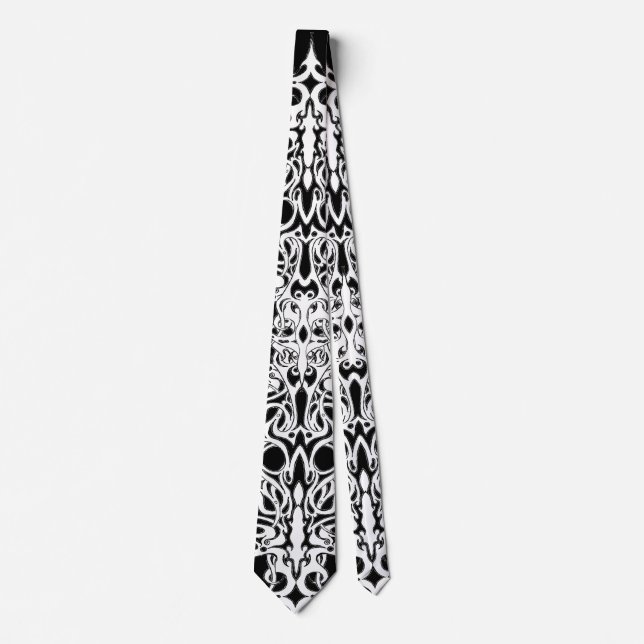 Corbata Diseño tribal del Imperio Blanco y Negro (Anverso)