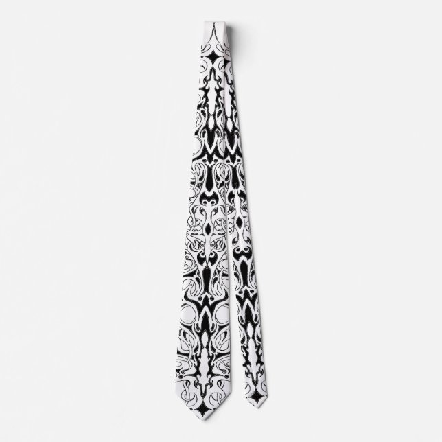 Corbata Diseño tribal del Imperio Blanco y Negro (Anverso)