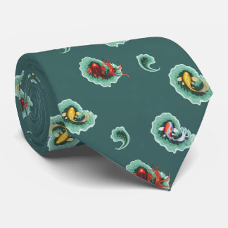Corbata Diseño verde azulado de Koi Paisley