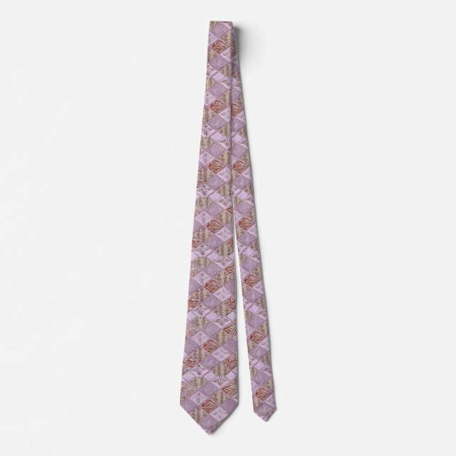 Corbata Diseños De Diamantes En Rosa (Anverso)