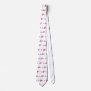Corbata Diseños grises y rosados del hibisco