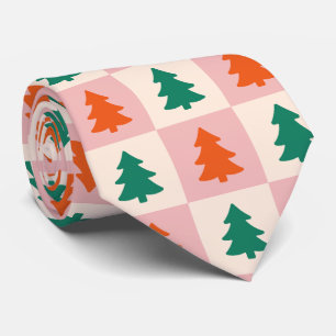 Corbata Diversión festiva retro árboles de Navidad Patrón