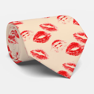 Corbata ¡Diversión! Huellas de Labial Rojo