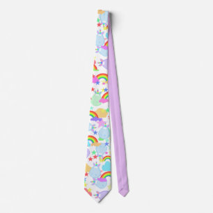 Corbata Divertida de Arcoíris y Unicornios Lindos