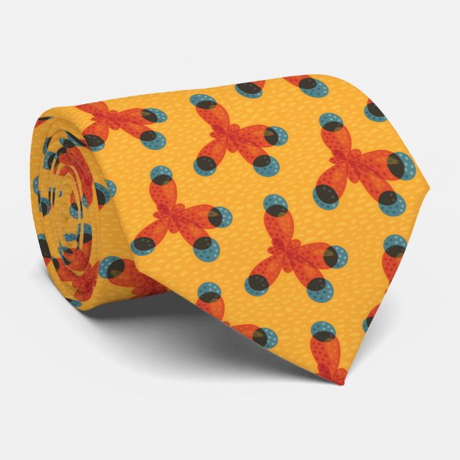 Corbata divertida naranja con molécula de metano. (Enrollado)