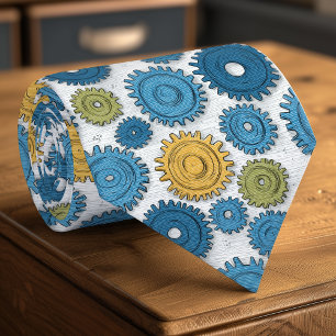 Corbata divertida para hombres con engranajes de d